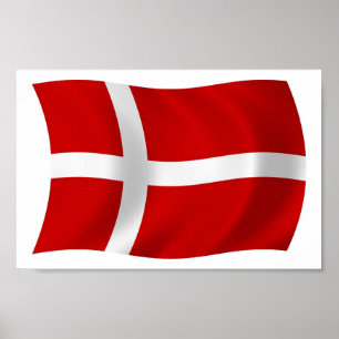 Dänemark Flaggenplakat Poster