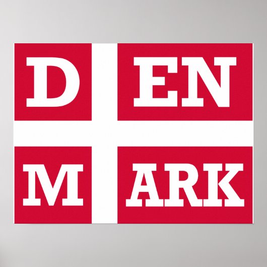 Dänemark Flaggentext Poster (Vorne)
