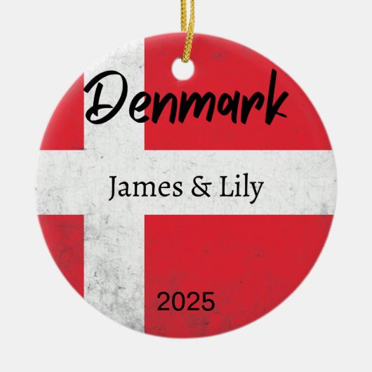 Dänemark Flaggenverzierung, Personalisiertes Dänem Keramik Ornament (Vorne)