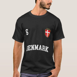 Dänemark Fußball Hoodie Nr. 6 dänische Flaggenmann T-Shirt