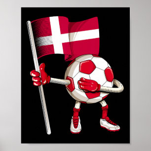 Dänemark Fußballtrikot Dänische Flagge Footll Dab Poster