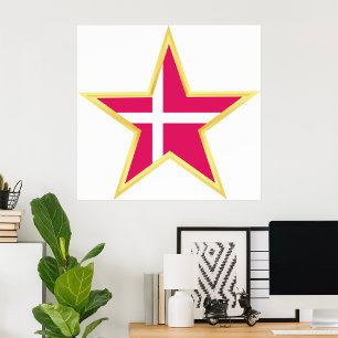 Dänemark Gold-Star-Flaggenland Poster