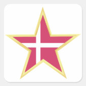 Dänemark Gold-Star-Flaggenland Quadratischer Aufkleber (Vorderseite)