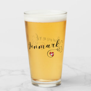 Dänemark Herz, dänische Flagge Glas