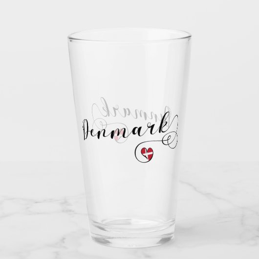 Dänemark Herz, dänische Flagge Glas (Vorderseite)