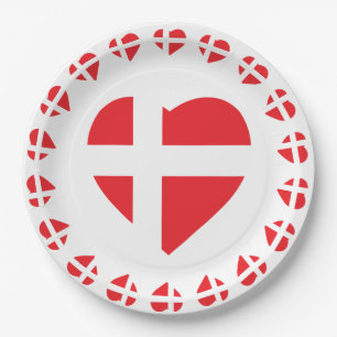DÄNEMARK-HERZ-FORM-FLAGGE DANNEBROG PAPPTELLER
