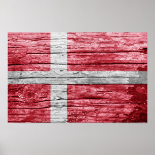 Dänemark Holzflagge Poster