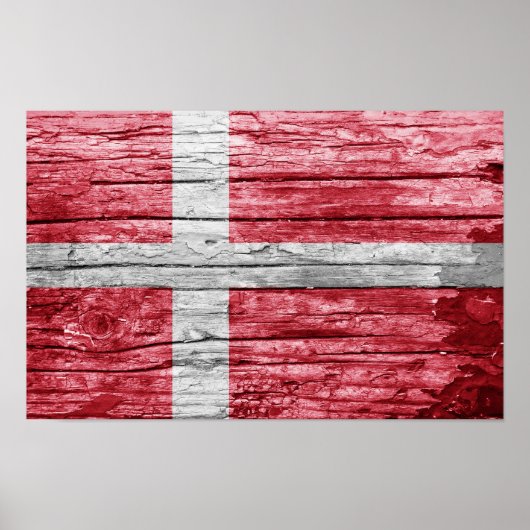 Dänemark Holzflagge Poster (Vorne)