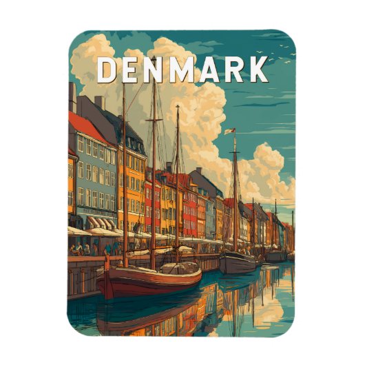 Dänemark Illustration Reise Kunst Vintage Magnet (Vertikal)