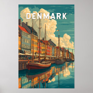 Dänemark Illustration Reise Kunst Vintage Poster