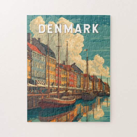 Dänemark Illustration Reise Kunst Vintage Puzzle (Vertikal)