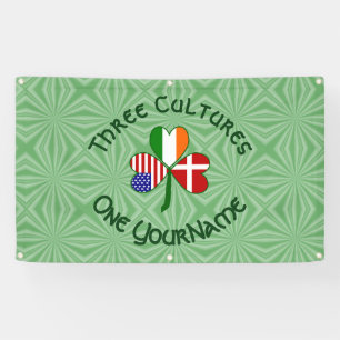 Dänemark Irland USA Kleeblatt Flagge Personalisier Banner