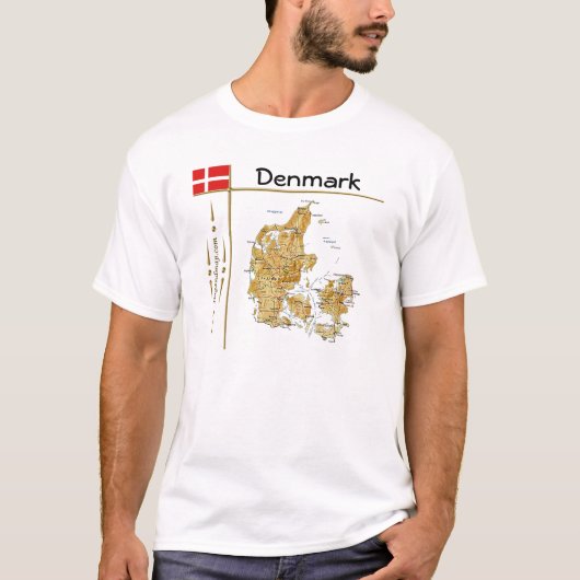 Dänemark Karte + Flagge + T - Shirt (Vorderseite)