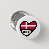 Dänemark Land Code Flag Heart Button Abzeichen, DN (Vorne & Hinten)
