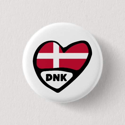 Dänemark Land Code Flag Heart Button Abzeichen, DN (Vorderseite)