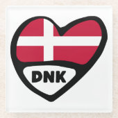 Dänemark Land Code Flag Heart Button Abzeichen, DN Glasuntersetzer (Vorderseite)
