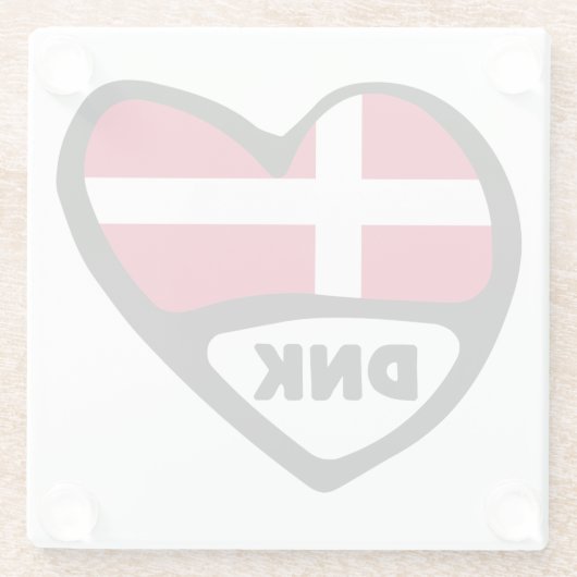 Dänemark Land Code Flag Heart Button Abzeichen, DN Glasuntersetzer (Rückseite)