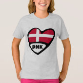 Dänemark Land Code Flag Heart Button Abzeichen, DN T-Shirt (Vorderseite)