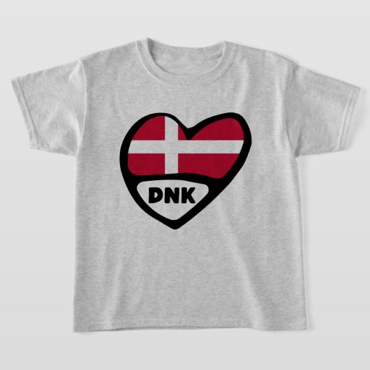 Dänemark Land Code Flag Heart Button Abzeichen, DN T-Shirt (Ablage )