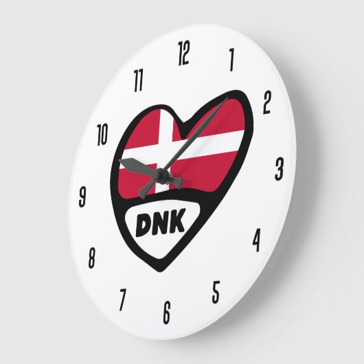 Dänemark Ländercode DNK Flaggenmitte Große Wanduhr (Winkel)