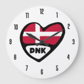 Dänemark Ländercode DNK Flaggenmitte Große Wanduhr (Vorderseite)