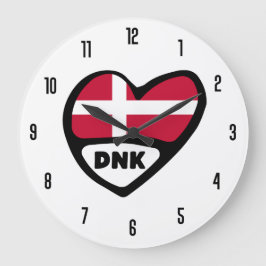 Dänemark Ländercode DNK Flaggenmitte Große Wanduhr