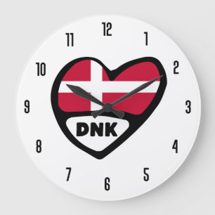 Dänemark Ländercode DNK Flaggenmitte Große Wanduhr