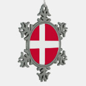Dänemark-Landesflaggesymbol lang Schneeflocken Zinn-Ornament (Links)