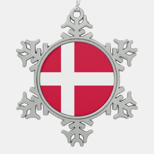 Dänemark-Landesflaggesymbol lang Schneeflocken Zinn-Ornament (Vorderseite)
