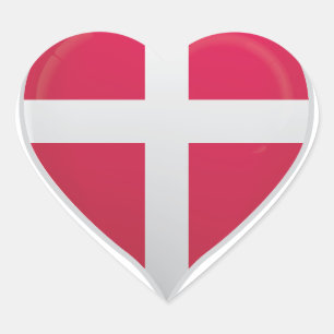 Dänemark Liebe Flaggenstempel Herz-Aufkleber