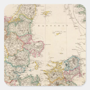 Dänemark mit eingesetzter Karte Islands Quadratischer Aufkleber