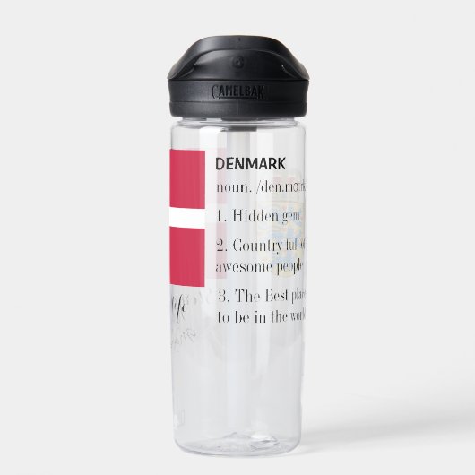 DÄNEMARK - mit Monogramm, Fun Text, dänische Flagg Trinkflasche (Rückseite)