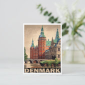 Dänemark, mittelalterliche Burg am Fluss, Vintag Postkarte (Stehend Vorderseite)