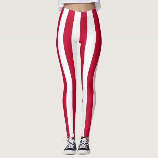 Dänemark Nationale Flaggenfarben vertikal gestreif Leggings (Vorderseite)