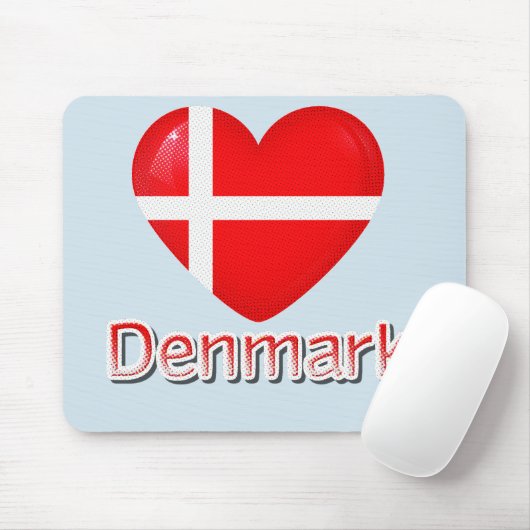 Dänemark Pop Art Heart Flag Mousepad (Mit Mouse)