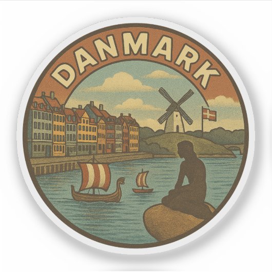 Dänemark Reise Vintage Aufkleber (Vorderseite)