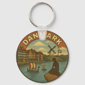 Dänemark Reise Vintage Schlüsselanhänger (Rückseite)