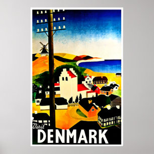 Dänemark Reiseplakat Dänische Kunst Stadt Druck Poster