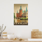 Dänemark Reiseplakat Retro Dänischer Kunstdruck Poster (Küche)