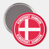 Dänemark Runde Emblem Magnet (Vorderseite/Rückseite)