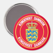 Dänemark Runde Emblem Magnet (Vorderseite/Rückseite)