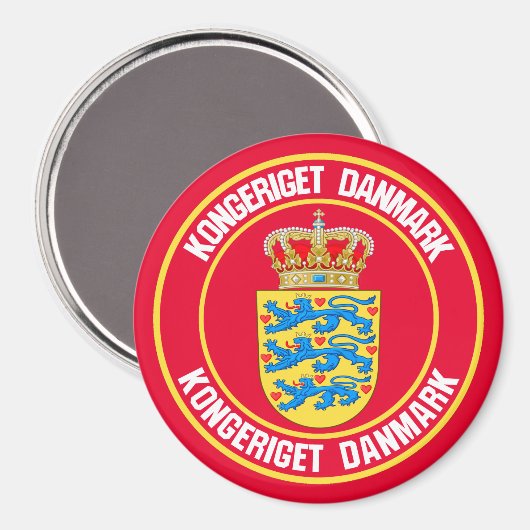Dänemark Runde Emblem Magnet (Vorderseite/Rückseite)