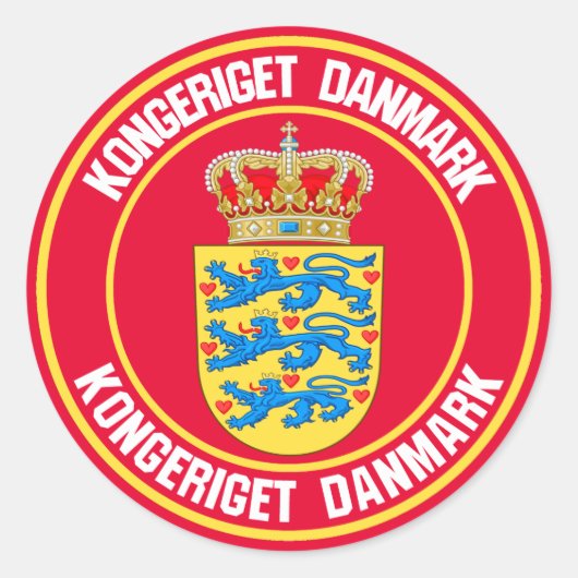 Dänemark Runde Emblem Runder Aufkleber (Vorderseite)