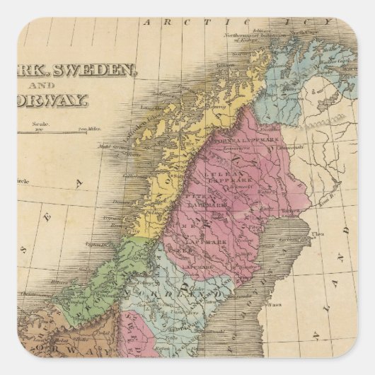 Dänemark, Schweden, Norwegen Quadratischer Aufkleber (Vorderseite)