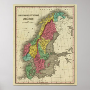 Dänemark, Schweden und Norwegen Poster
