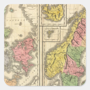 Dänemark, Schweden und Norwegen Quadratischer Aufkleber