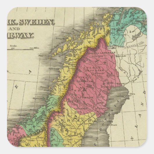 Dänemark, Schweden und Norwegen Quadratischer Aufkleber (Vorderseite)