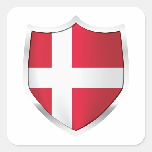 Dänemark Silver Shield Flag Quadratischer Aufkleber (Vorderseite)