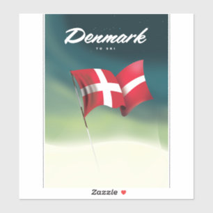 Dänemark "To ski" Reiseplakat Aufkleber