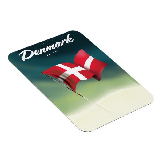 Dänemark "To ski" Reiseplakat Magnet (Rechte Seite)